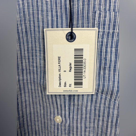 NEW Untuckit‎ Villa Fiore 100% Linen Long Sleeve Button Up Classic 0 Blue 0998 - Picture 3 of 8